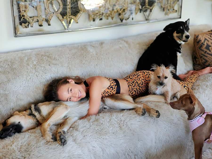 Maggie Q They Love a Canine Cuddle Puddle Just Like Us