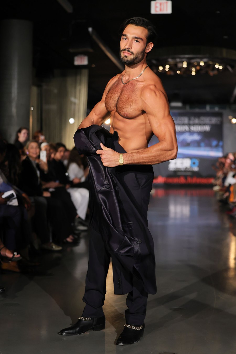 Sam Asghari Blue Jacket Fashion Show Hot Pics